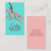 Carte De Visite Branche Sakura - fleurs de cerisier (Devant / Derrière)