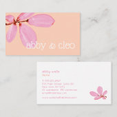 Carte De Visite Branche simple d'aquarelle rose artistique (Devant / Derrière)