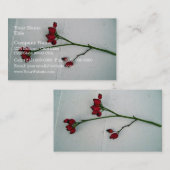 Carte De Visite Branche verte avec de minuscules fruits rouges con (Devant / Derrière)