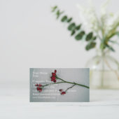 Carte De Visite Branche verte avec de minuscules fruits rouges con (Debout devant)
