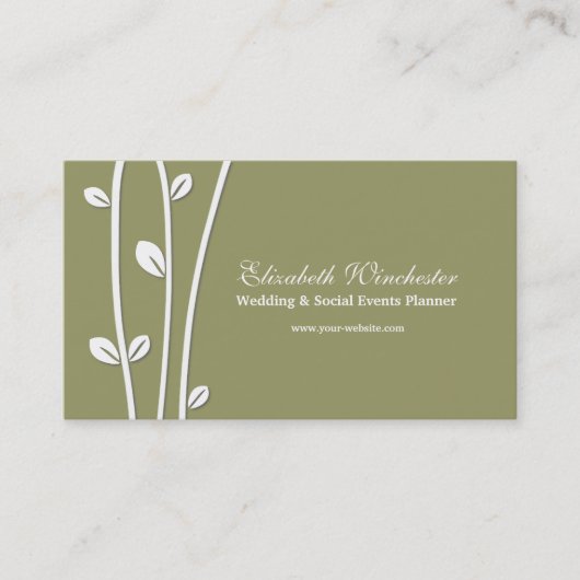 Carte De Visite Branches blanches en feuilles (Devant)