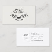Carte De Visite BRANCHES D'ARBRE RUSTIQUE LOGO sur GRIS CLAIR (Devant / Derrière)