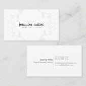 CARTE DE VISITE BRANCHES FLORALES EN GRIS CLAIR (Devant / Derrière)