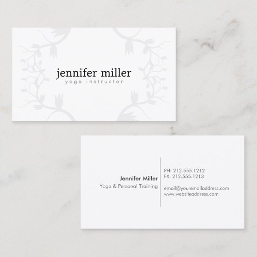 CARTE DE VISITE BRANCHES FLORALES EN GRIS CLAIR (Devant / Derrière)