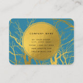 Carte De Visite Branches Gold Tree Blue Monogram Professional (Dos)