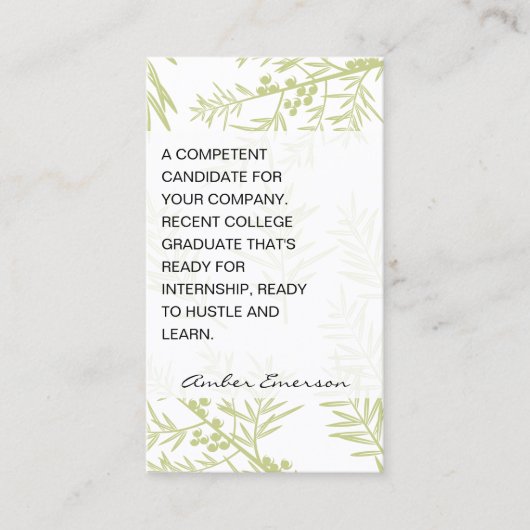 Carte De Visite Branches Juniper (Devant)