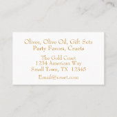 Carte De Visite Branches professionnelles d'olivier d'or Huile d'o (Dos)