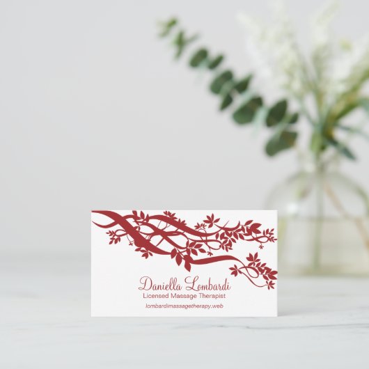 Carte De Visite Branches rouges zen moderne (Debout devant)