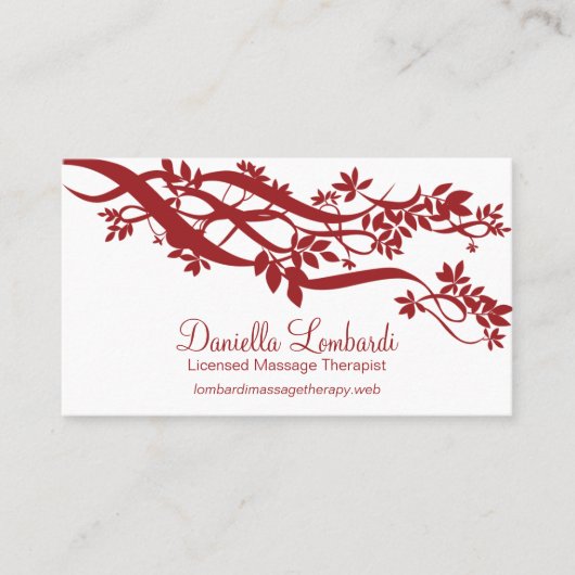 Carte De Visite Branches rouges zen moderne (Devant)