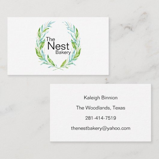 Carte De Visite Branches simplement élégantes de laurier de logo (Devant / Derrière)