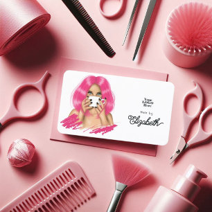 Carte De Visite Branding de salon de coiffure chic rose chaud vibr