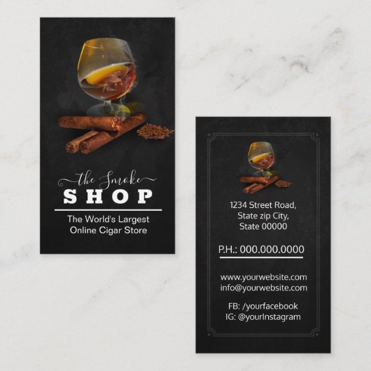 Carte De Visite Brandy / Cigars Store (Devant / Derrière)