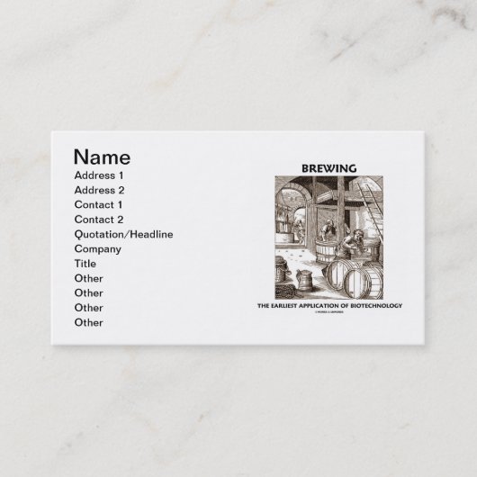 Carte De Visite Brassage de l'application la plus tôt de la (Devant)