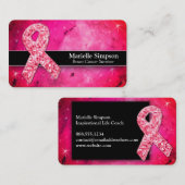 Carte De Visite BRCA Parties scintillant rose Cancer du sein Survi (Devant / Derrière)