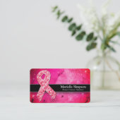 Carte De Visite BRCA Parties scintillant rose Cancer du sein Survi (Debout devant)