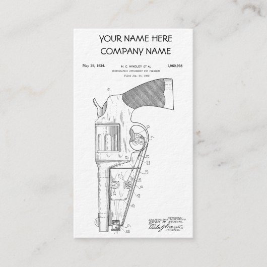 Carte De Visite Brevet d'attachement d'armes à feu - circa 1934 (Devant)