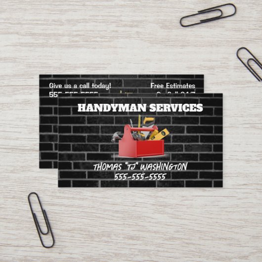 Carte De Visite Brick Handyman (Devant/Arrière en situation)