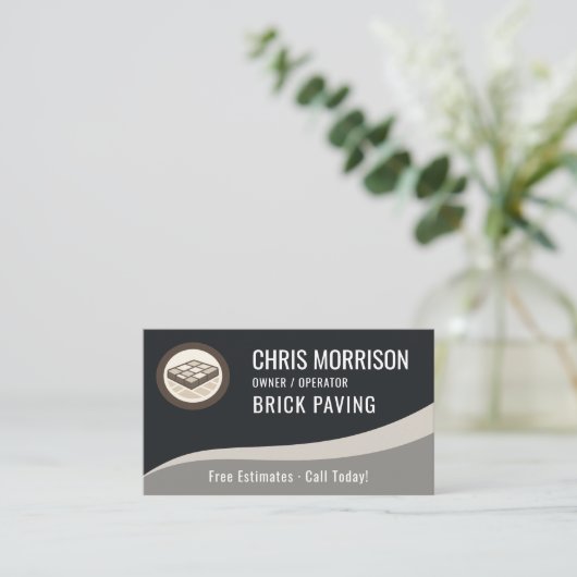Carte De Visite Brick Paving QR Code Professional (Debout devant)