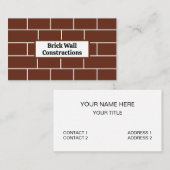 Carte De Visite Brick Wall Bricks Construction (Devant / Derrière)