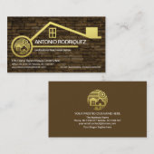 Carte De Visite Brick Wall Faux Gold Home Border Builder Handyman (Devant / Derrière)
