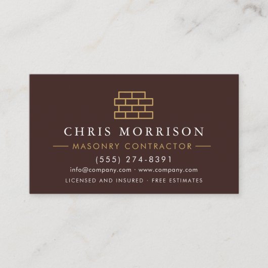 Carte De Visite Bricklayer Brick Masonry Construction (Devant)