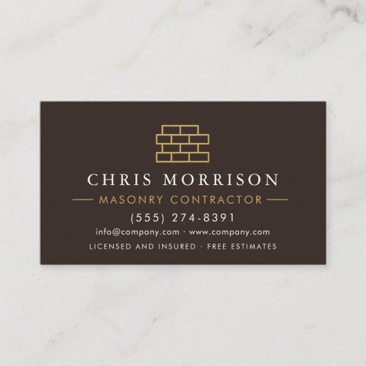 Carte De Visite Bricklayer Brick Masonry QR Code Contractor (Devant)