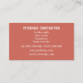 Carte De Visite Bricklayer Handyman Construction Ouvrier Brick Wal (Dos)