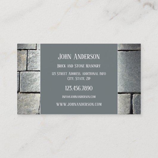Carte De Visite Bricklayer Stone (Dos)
