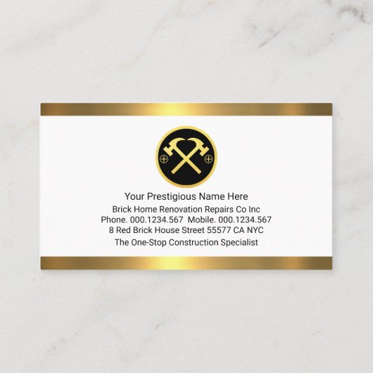 Carte De Visite Brickwork Masonry In Gold Border (Dos)