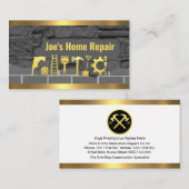 Carte De Visite Brickwork Masonry In Gold Border (Devant / Derrière)