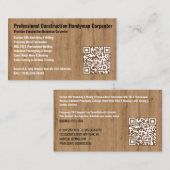 Carte De Visite Bricoleur professionnel de la construction Charpen (Devant / Derrière)