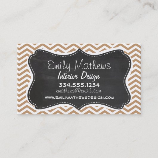 Carte De Visite Brides Chevron Brown claires ; tableau de bord (Devant)