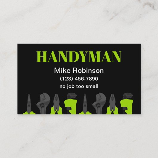 Carte De Visite Bright Bold Handyman Business Cards Design (Devant)