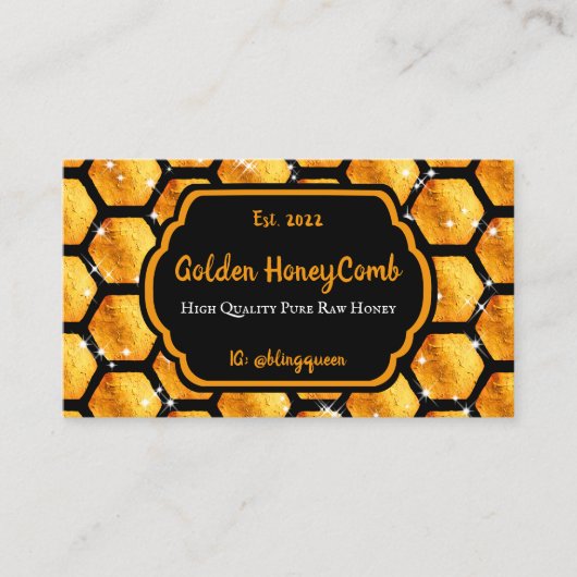 Carte De Visite Bright Gold Pureraw Farm Glitz Honeycomb (Devant)