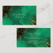 Carte De Visite Bright green noir et faux feuille d'or parties sci (Devant / Derrière)