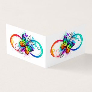 Carte De Visite Bright infinity with rainbow butterfly