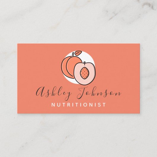 Carte De Visite Bright Orange Peach Delicious Fruit Nutriist (Devant)