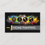 Carte De Visite Bright Paint Splatters Painter Service (Devant)