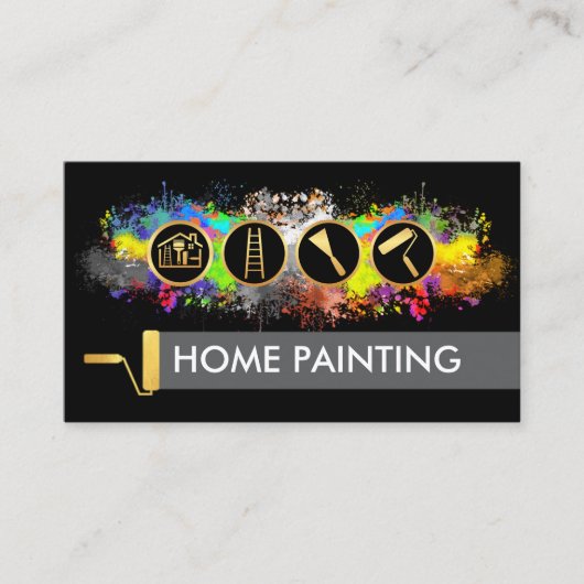 Carte De Visite Bright Paint Splatters Painter Service (Devant)