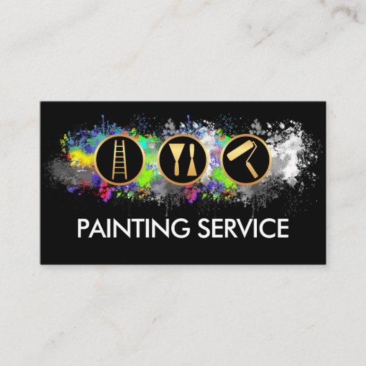 Carte De Visite Bright Paint Splatters Painter Service (Devant)