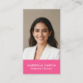 Carte De Visite Bright Pink Logo QR Code Photo Professional (Devant)