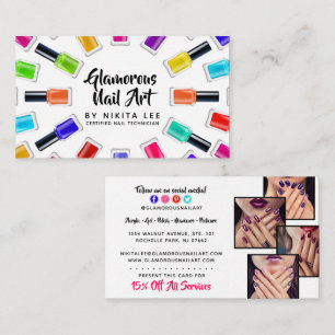 Carte De Visite Bright Rainbow Nail Polish Art Tech Salon 4