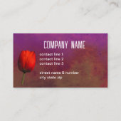 Carte De Visite  bright red tulip flower art on purple and rust (Dos)