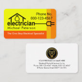 Carte De Visite Bright Yellow Home Electrician Bulb Wiring (Devant / Derrière)