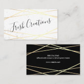 Carte De Visite Brillant blanc or géométrique (Devant / Derrière)