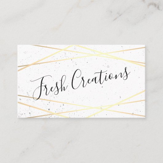 Carte De Visite Brillant blanc or géométrique (Devant)