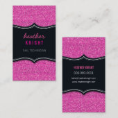 CARTE DE VISITE brillant parties scintillant noir  (Devant / Derrière)