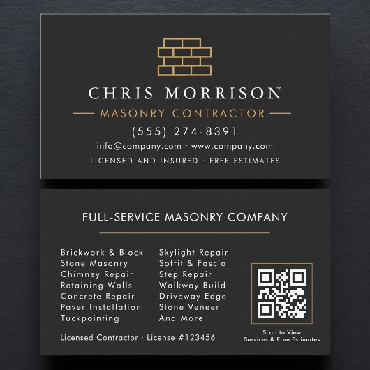 Carte De Visite Brique de maçonnerie QR Code Maçon