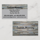Carte De Visite brique maçonnerie, pierre de bloc personnalisée (Devant / Derrière)