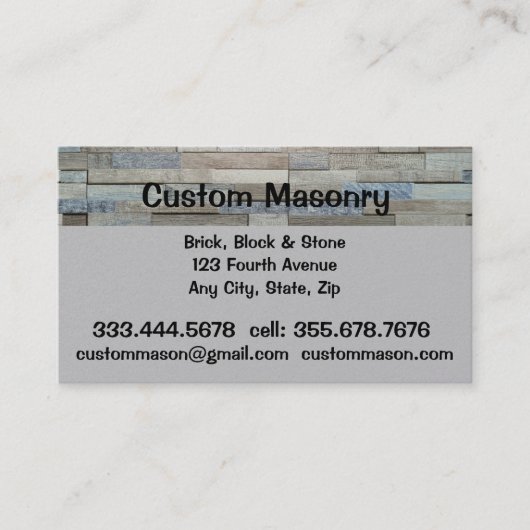 Carte De Visite brique maçonnerie, pierre de bloc personnalisée (Devant)